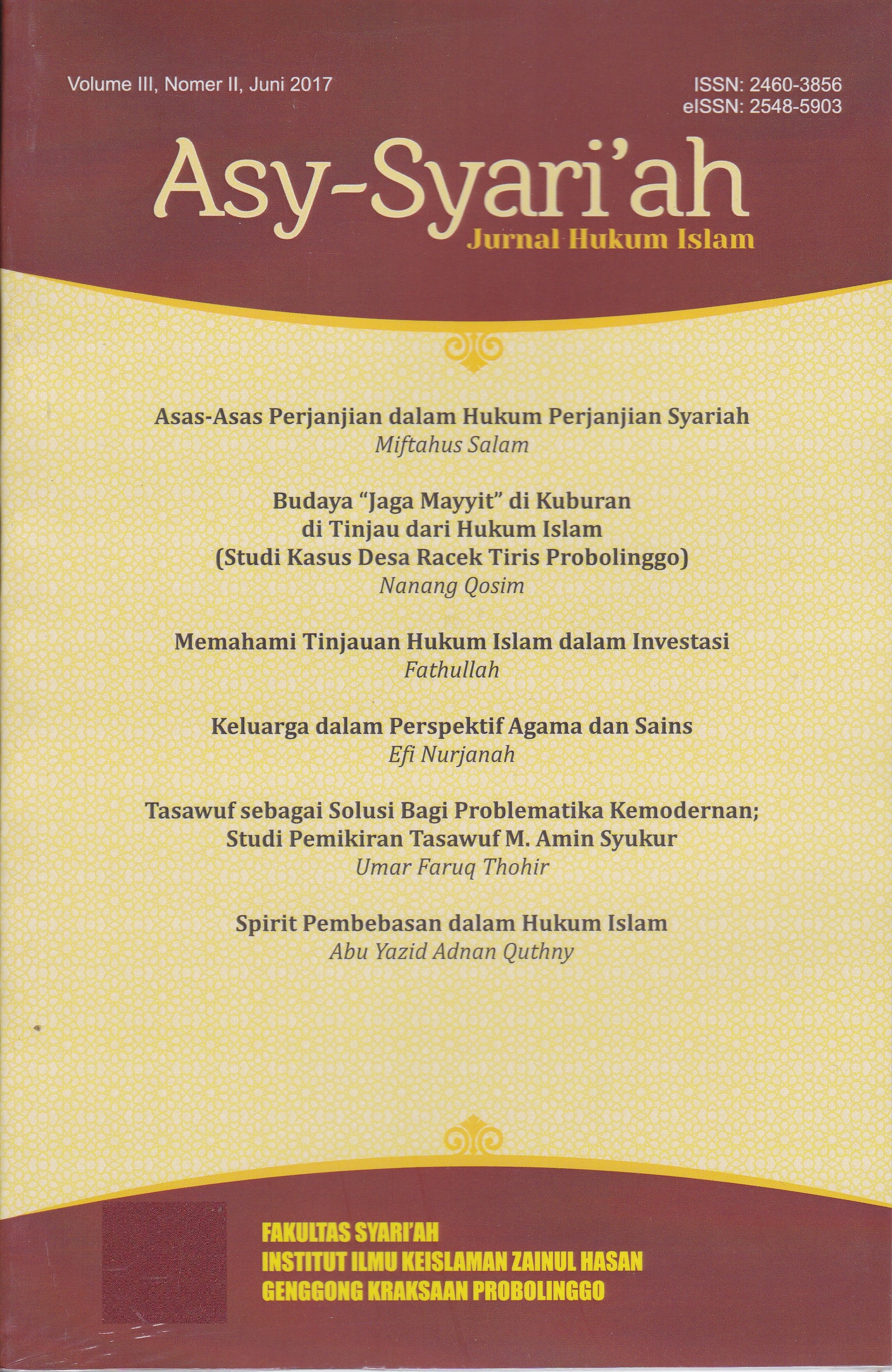 					View Vol. 3 No. 2 (2017): Asy-Syariah Juni 2017
				
